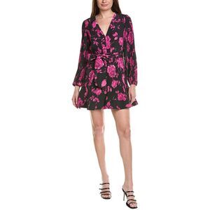 Milly Womens  Liv Amarilla Rose Allover Pleated Mini Dress, Black